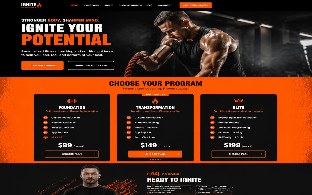 Multi-page with pricing website design example