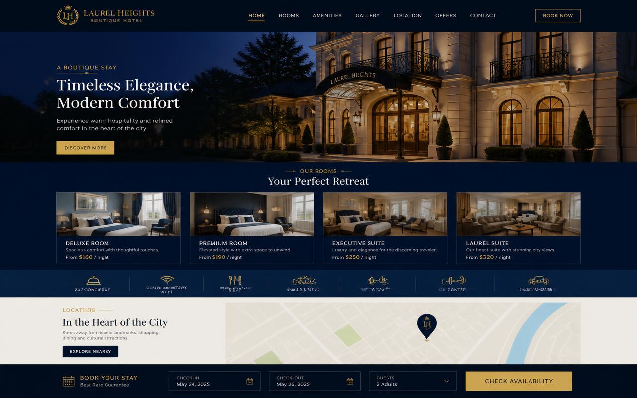 Polished booking site website design example