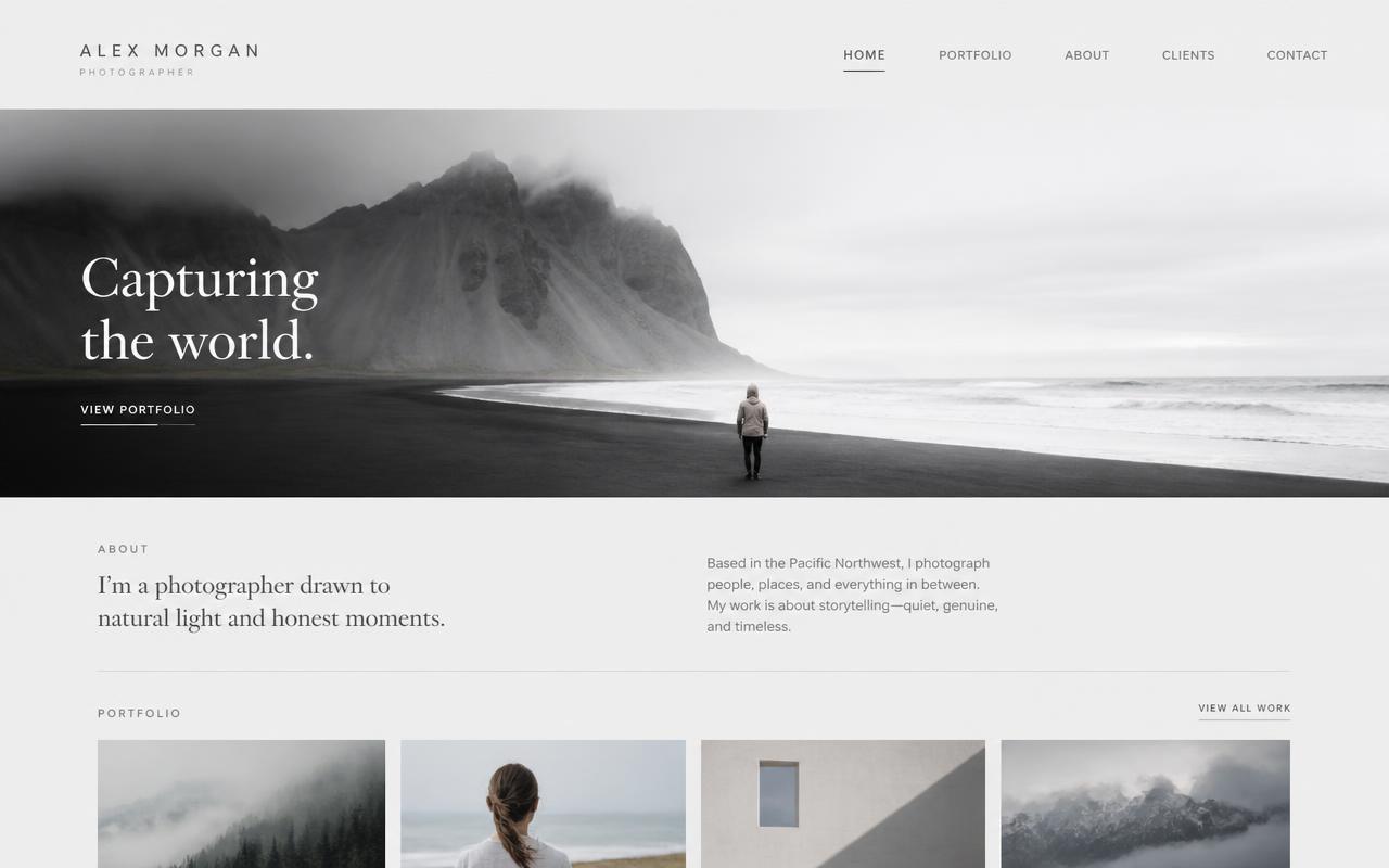 Clean one-pager website design example