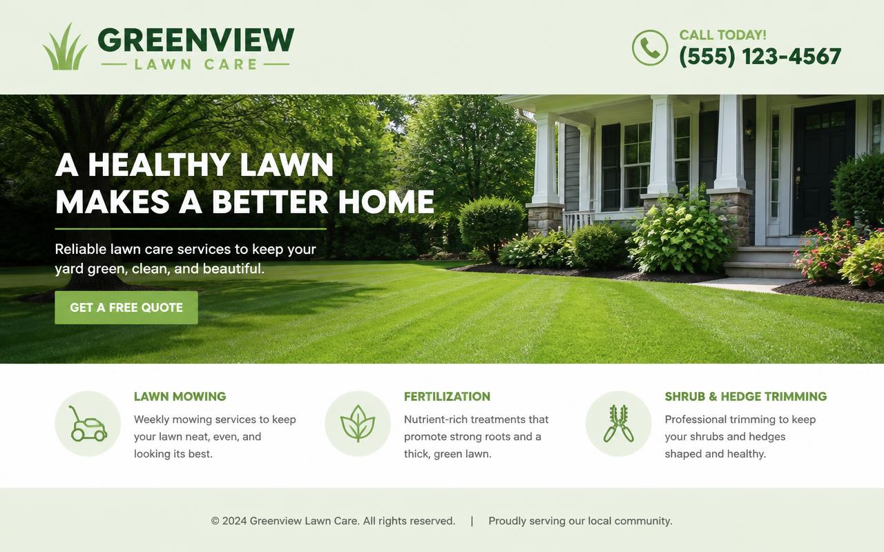 Simple local business site website design example