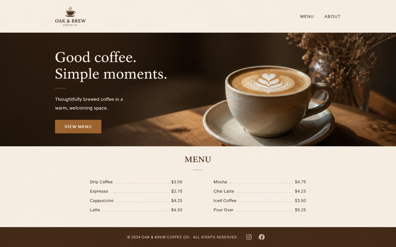 Minimal one-page site website design example